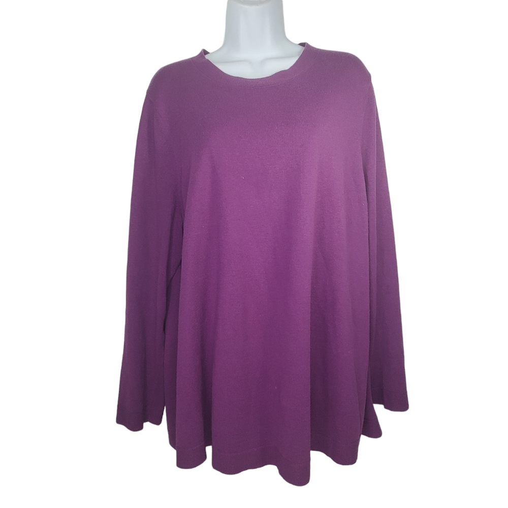 J. JILL Lightweight Cotton Blend Crew Neck Tunic Sweater Top Purple Sz XL
